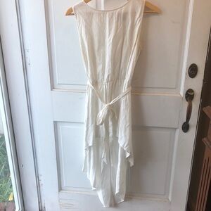 Anthropologie White Sleeveless Crew Neck Sundress Top